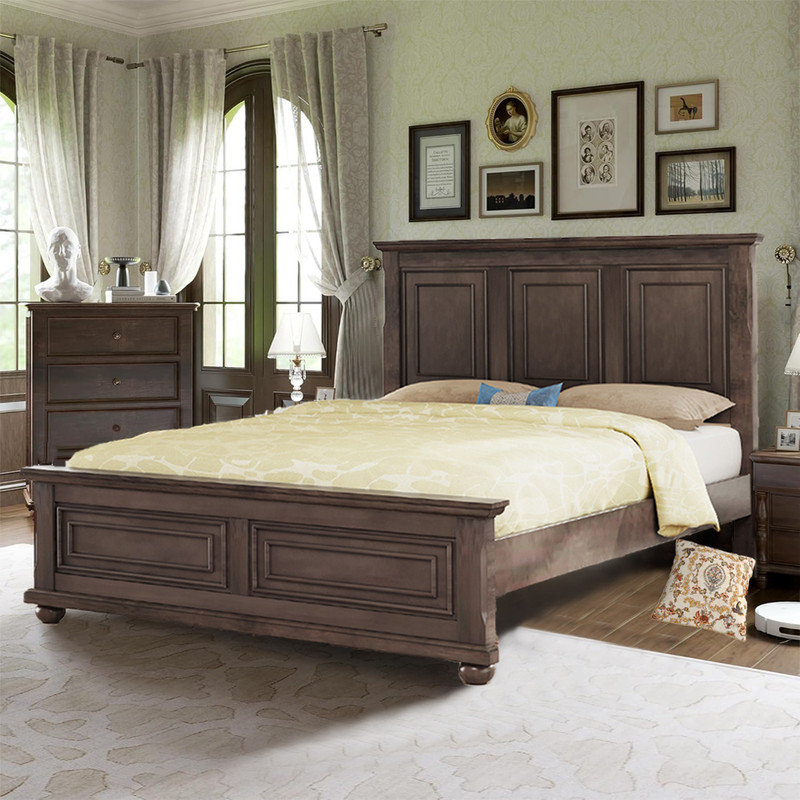 Demint Solid Wood Platform Bed, Brown, Full