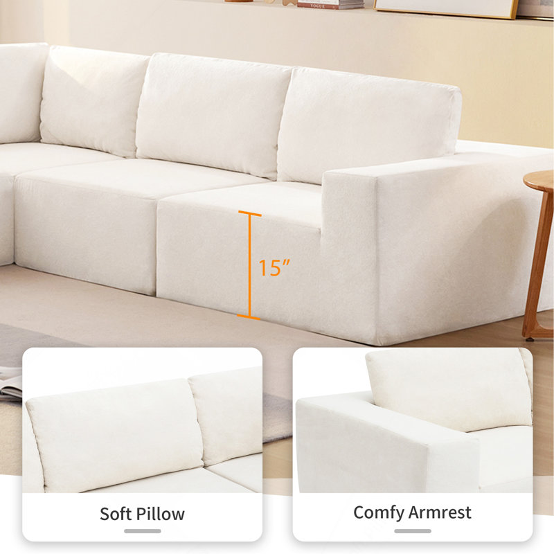 Versatile Modular Sofa Set For Home, No Assembly, Comfortable And Stylish, Beige Fabric