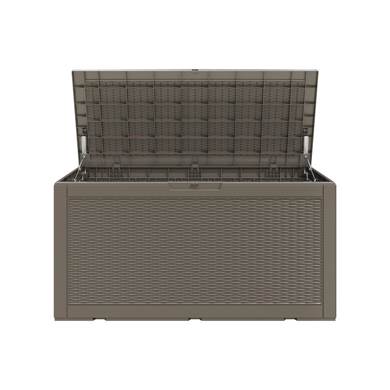 Outdoor 100 Gallon Resin Storage Lockable Deck Box, 24.53" H x 48.03" W x 21.46" D, Brown