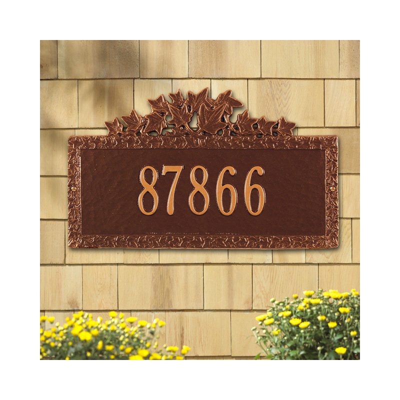 Plaque d'adresse murale 1 ligne Ivy, Cuivre antique, Oui