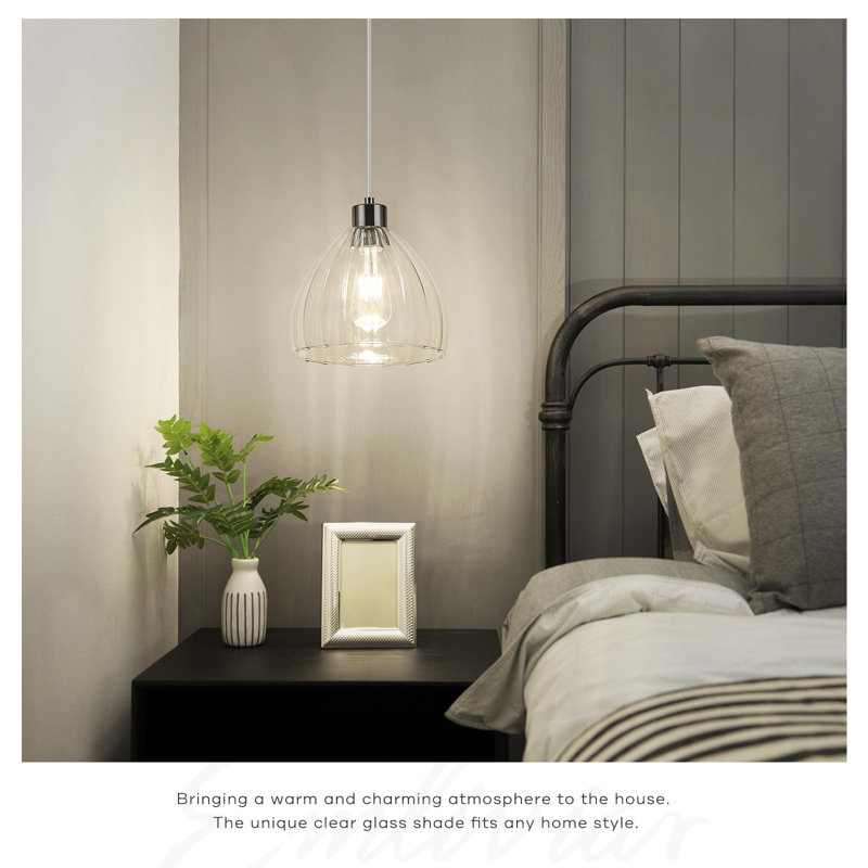 Luminaire suspendu unique en verre transparent à 1 lumière à 1 lumière