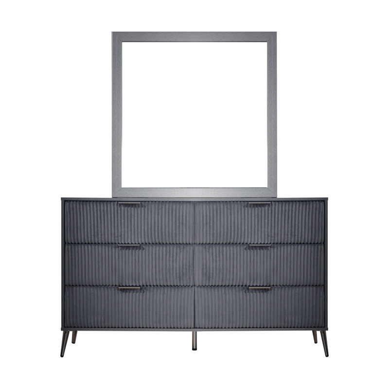 Ochlocknee Steel 58.5 " W 6 - Drawer Dresser, Gray
