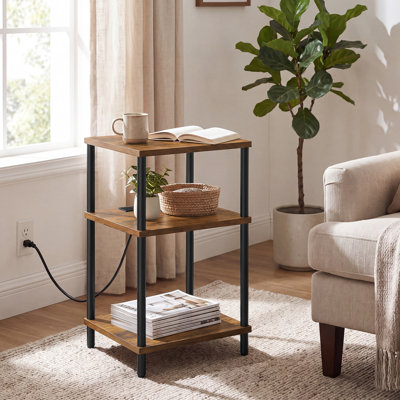Table d'appoint avec station de recharge, table d'appoint à 3 niveaux
