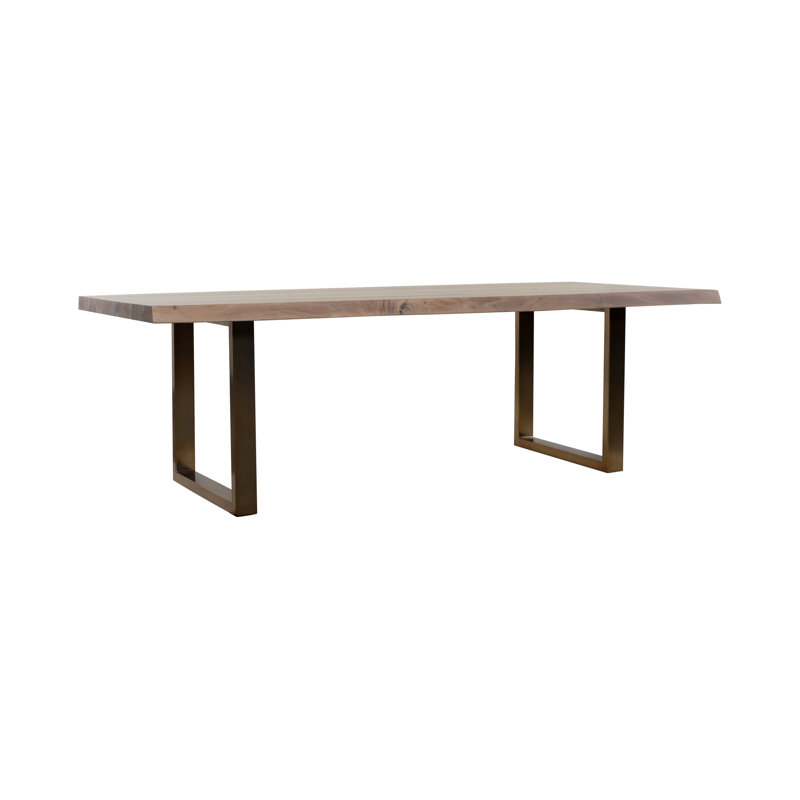Brooks Dining Table, White Wash, Brass, 29.75"H x 79"L x 40"W