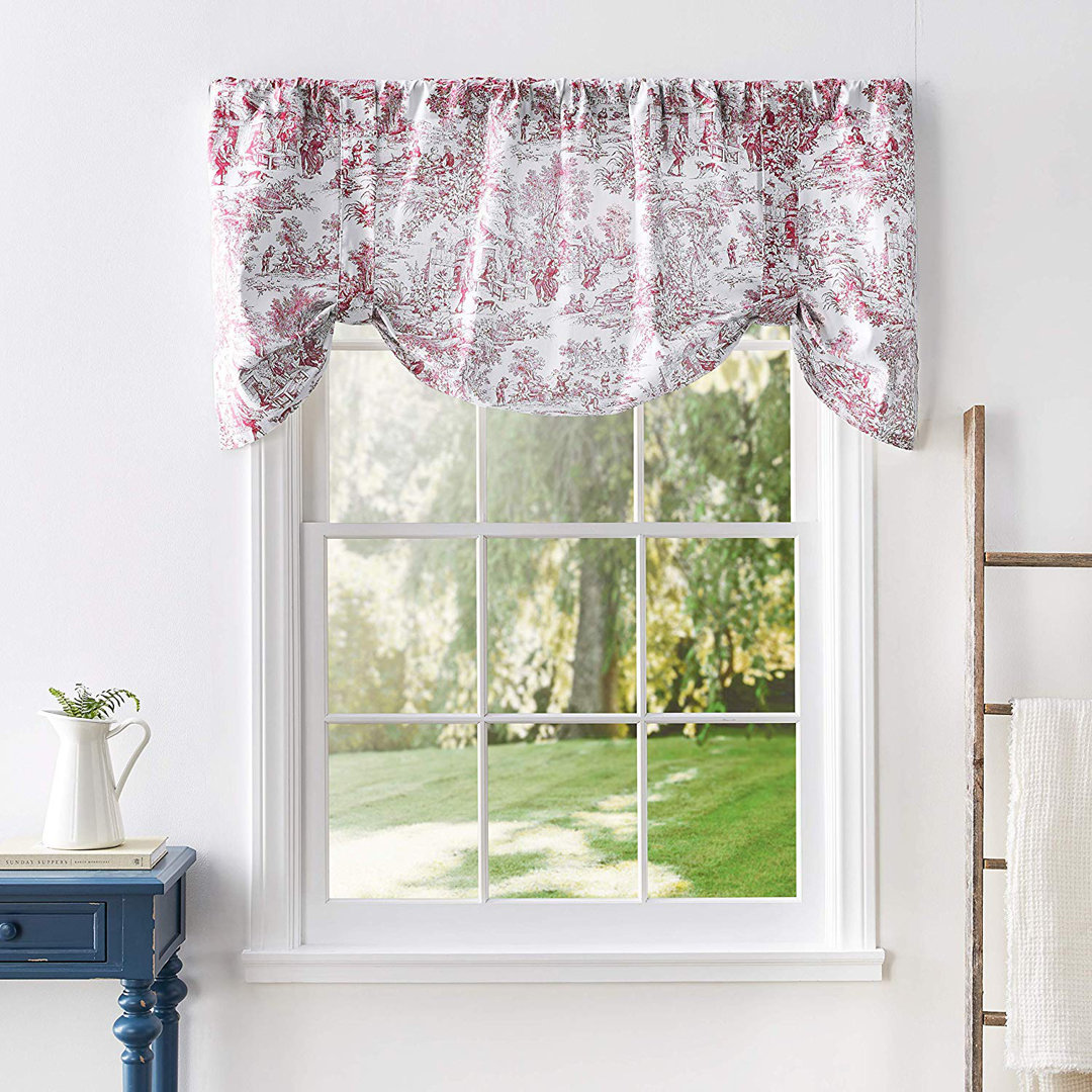 Amelie Cotton Toile Tie-Up Window Valance Darby Home Co