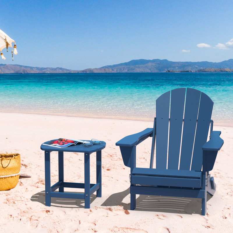 All-Weather Outdoor Side Table Adirondack Tables Patio Table Plastic End Tables NavyBlue, Navy