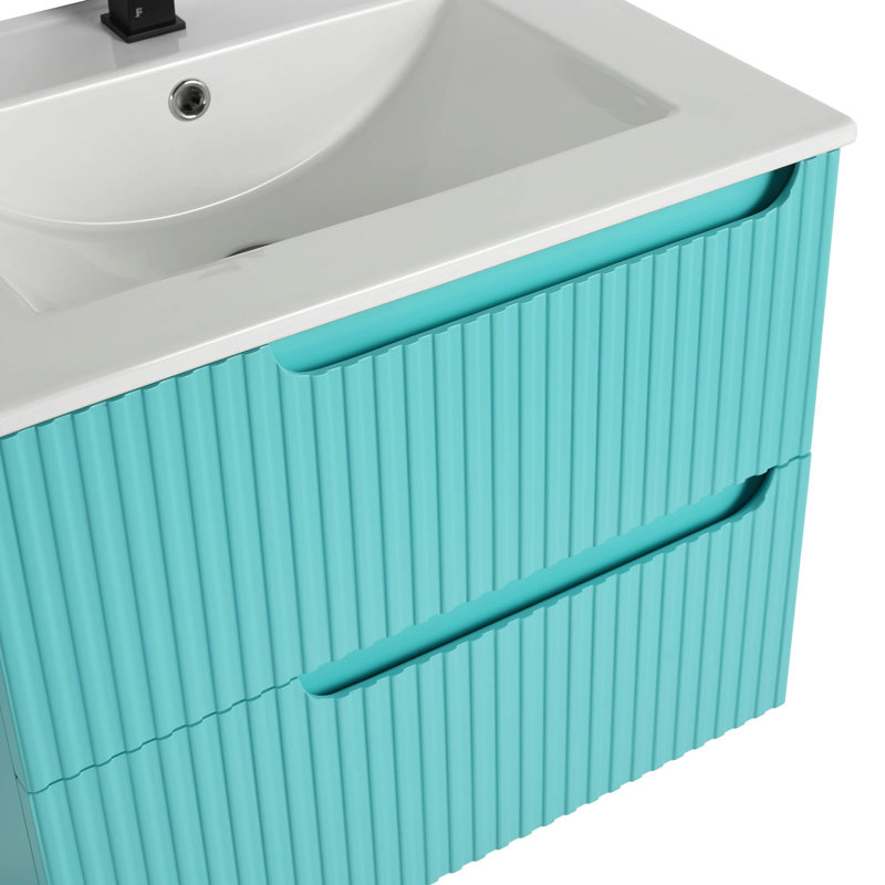 Meuble-lavabo moderne avec façades de tiroirs Citiscape, Bleu Tiffany