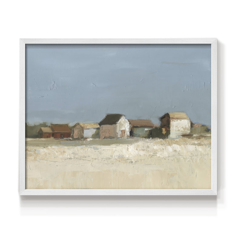 Seafront Shanties II -Framed Print - Restickable, H 11 po x l 14 po, Blanc
