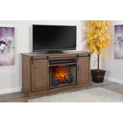 Brazel Solid Wood TV Stand for TVs up to 85"" with Electric Fireplace Included -  Rosalind Wheeler, 05A966C958C3421FA2947BCA0FBF63DD