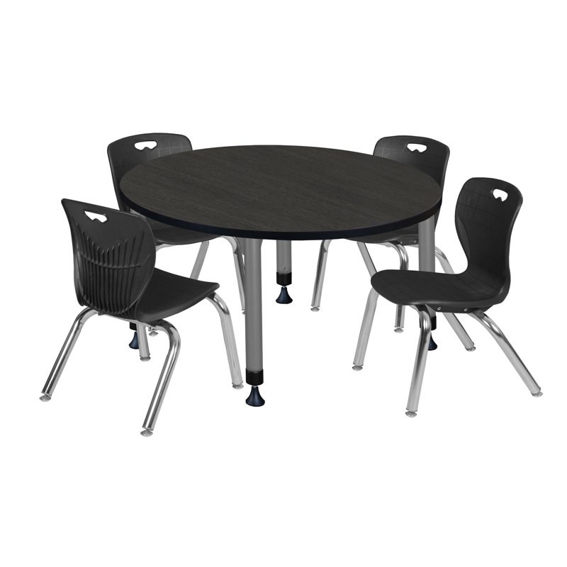 Ensemble de table de salle à manger et de chaises 12 po Kee, H 34 po x L 36 po x l 36 po, Noir, Acajou
