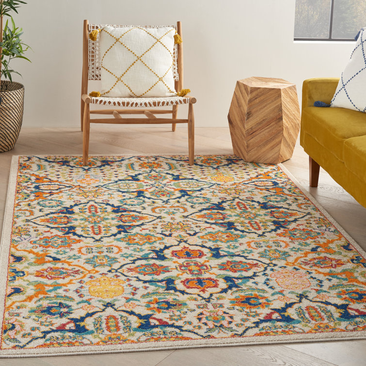 Whitingham Oriental Beige/Blue/Orange Area Rug