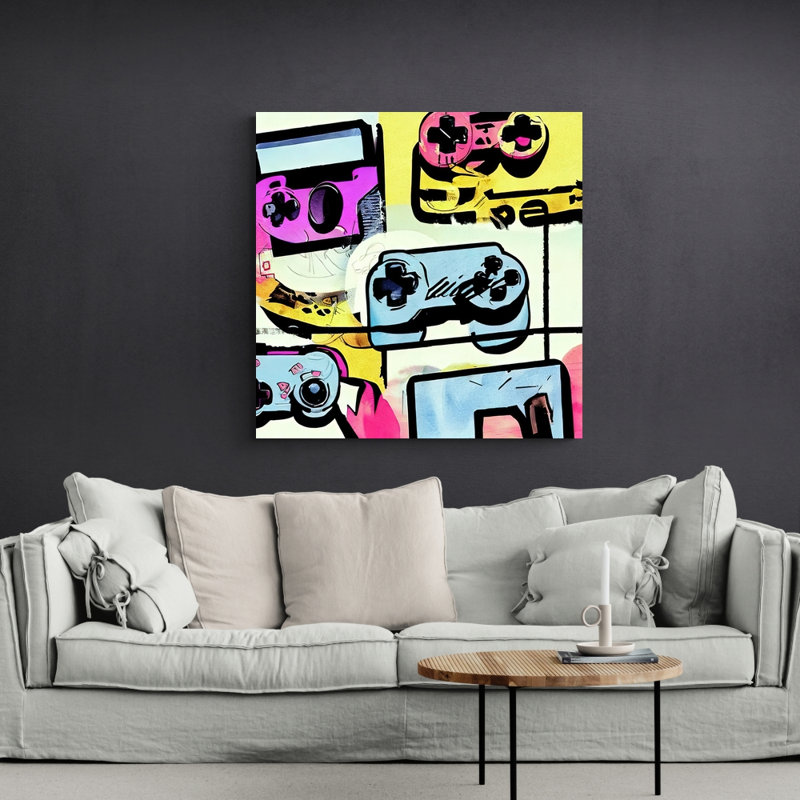 Peinture vidéo 147 par Stephen Chambers - peinture sur toile tendue, H 15 po x l 15 po x P 1,5 po