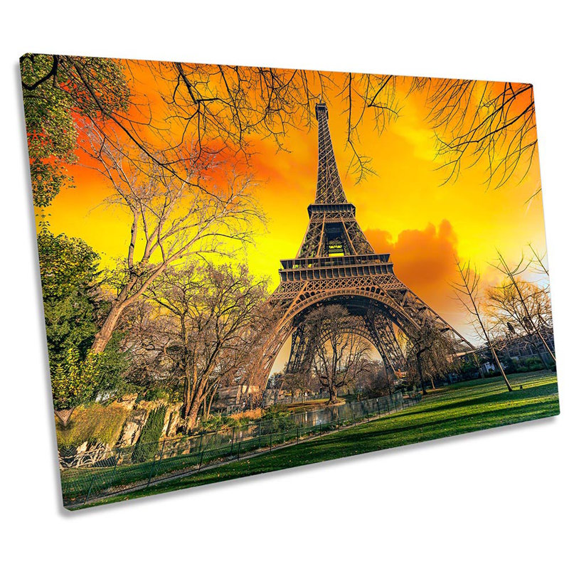 Eiffel Tower Sunset - Wrapped Canvas Print, 30.5cm H x  45.7cm W 