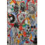 Tapis décoratif multicolore à motif abstrait de crâne rétro, œil et papillon-686542556