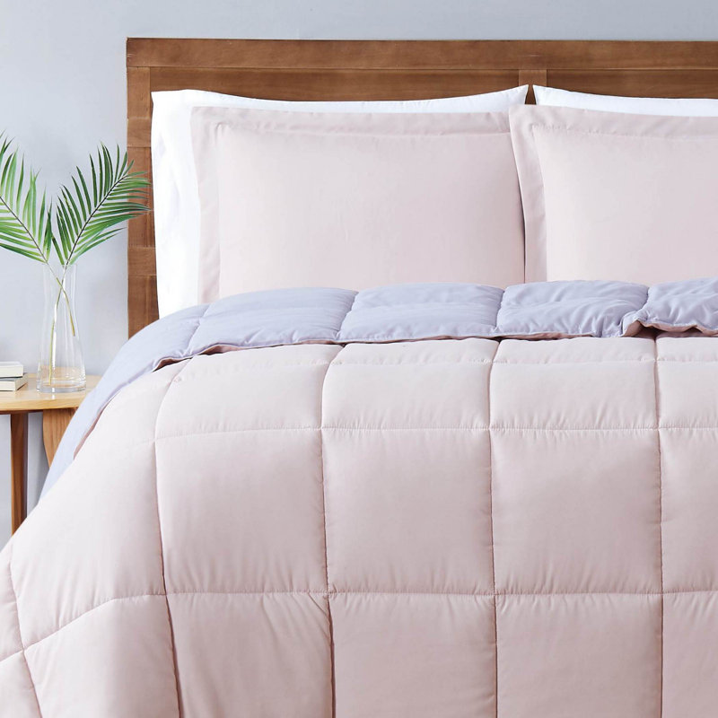 Ensemble d'édredon réversible en microfibre Everyday, Édredon pour très grand lit + 2 très grandes ta, Rosé / lavande