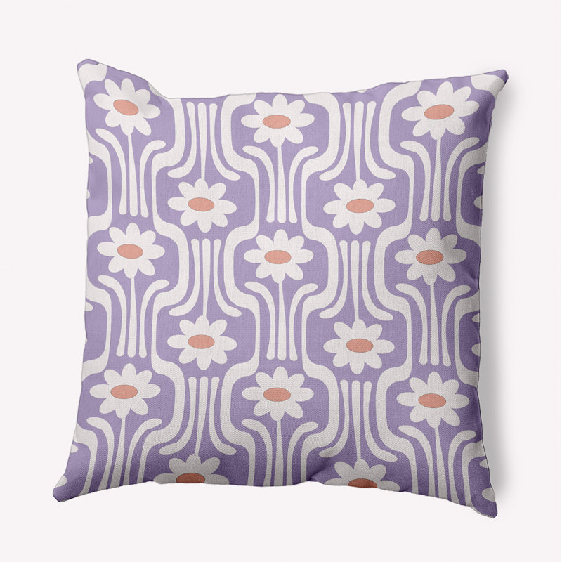Coussin décoratif floral intérieur / extérieur Flower Power, H 16 po x l 16 po, Fleurs de lilas