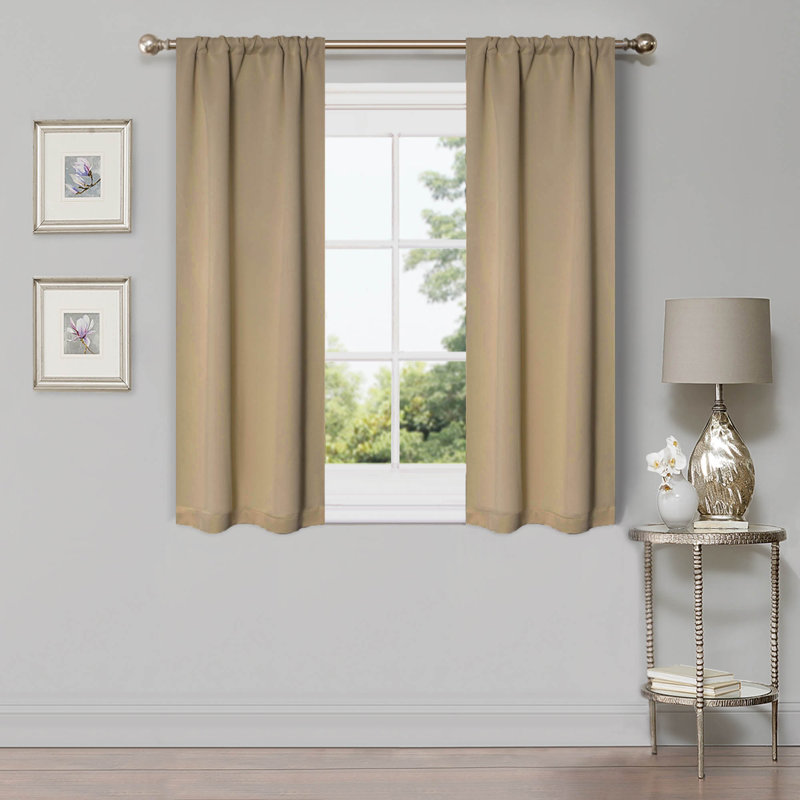 Paire de rideaux obscurcissant avec œillets Millendon, Bois de frêne fumé, L 26 po x L 63 po