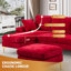 114" U Shaped Chenille Sectional Sofa with Chaise Ottoman and Gold Legs-316871797