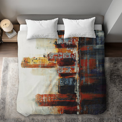 Abstract Red Cityscape King Duvet Cover | Home Decor