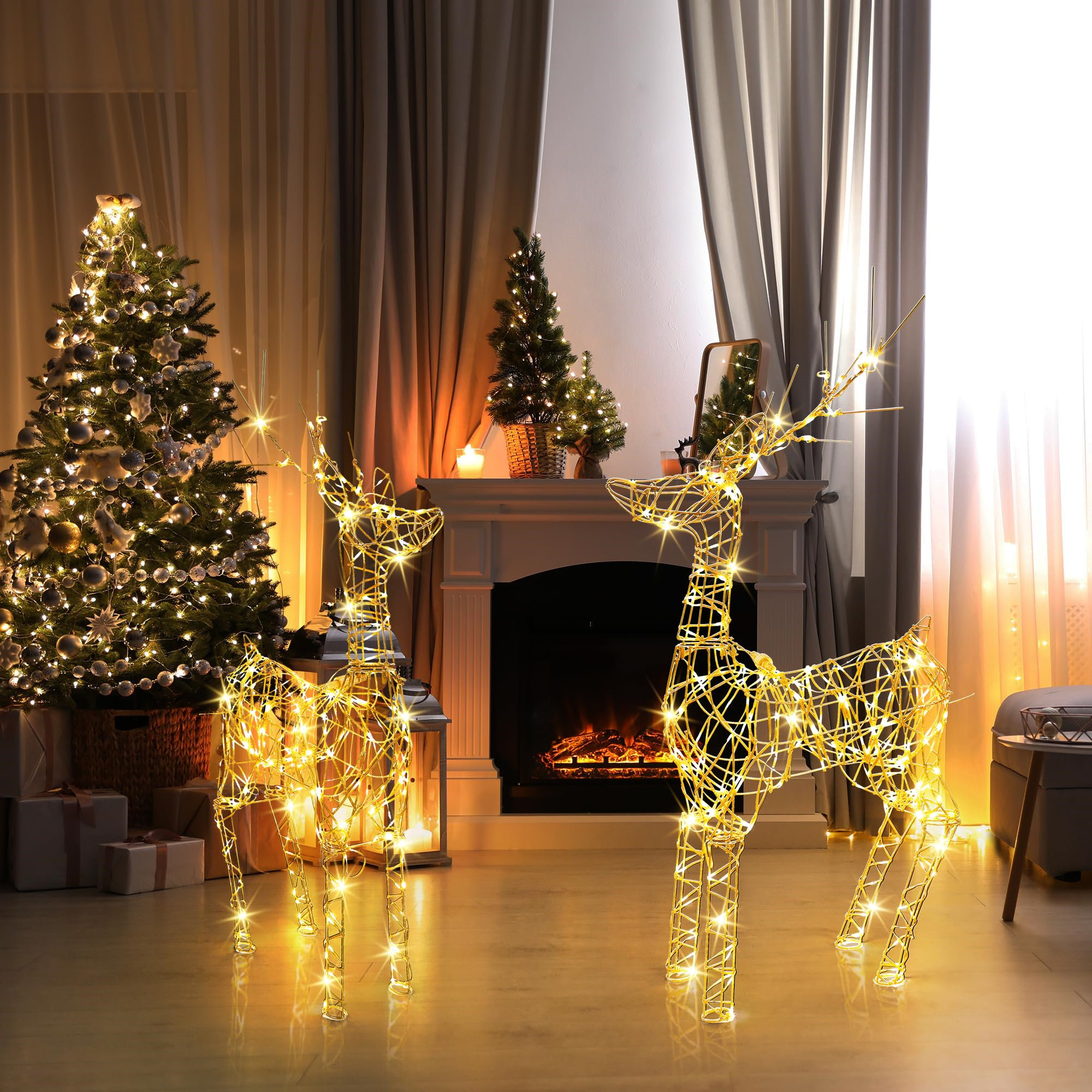 The Seasonal Aisle 240cm LED Reindeer Illuminated Outdoor Reindeer ...