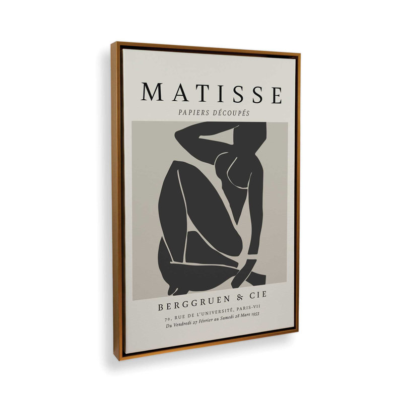 Matisse's Nude III en noir, H 30,75 po x l 20,75 po x P 1,75 po, Cadre flottant or poli