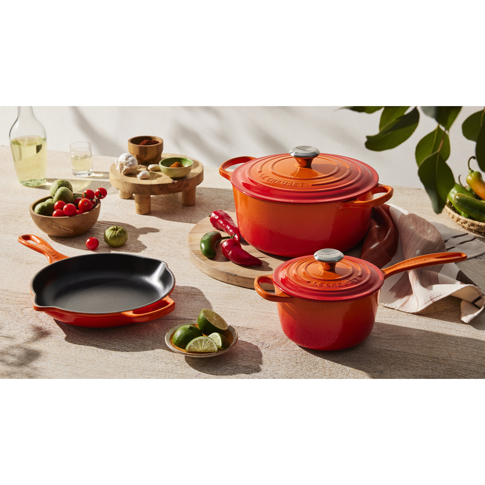 Le Creuset Signature 5-Piece Cookware Set, Flame/Silver
