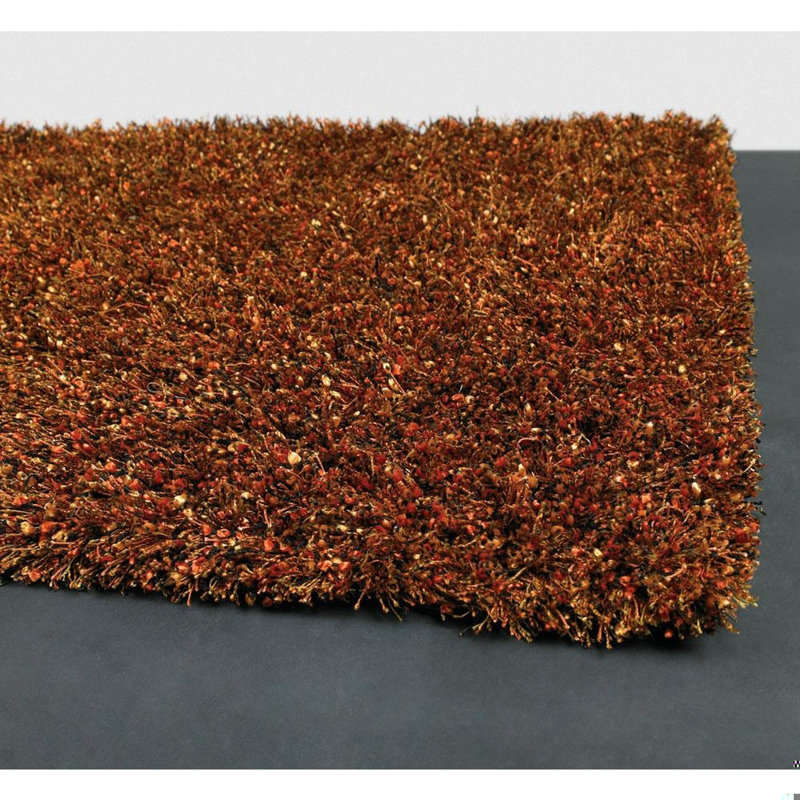 Belliveau Authentic Hand-Woven Handmade High Pile Modern Mixed-Media Black, Gold, Orange, Green Shag Polyester Area Rug