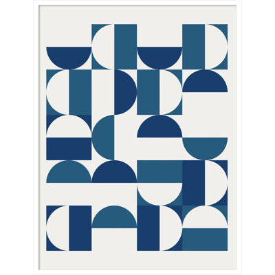 Bauhaus Geometric Blue and Teal Print