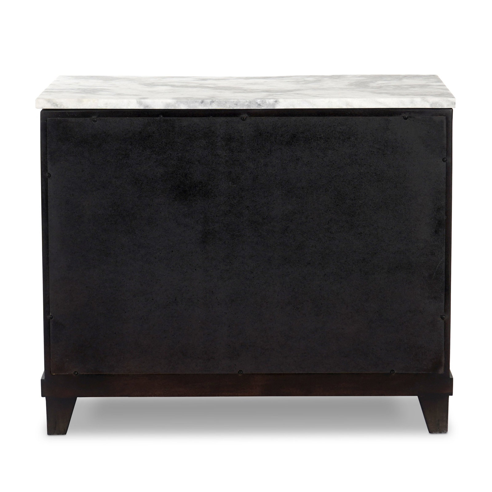 Elson 3 Drawer Marble Nightstand, Dark Reclaimed/White Statuario Marble