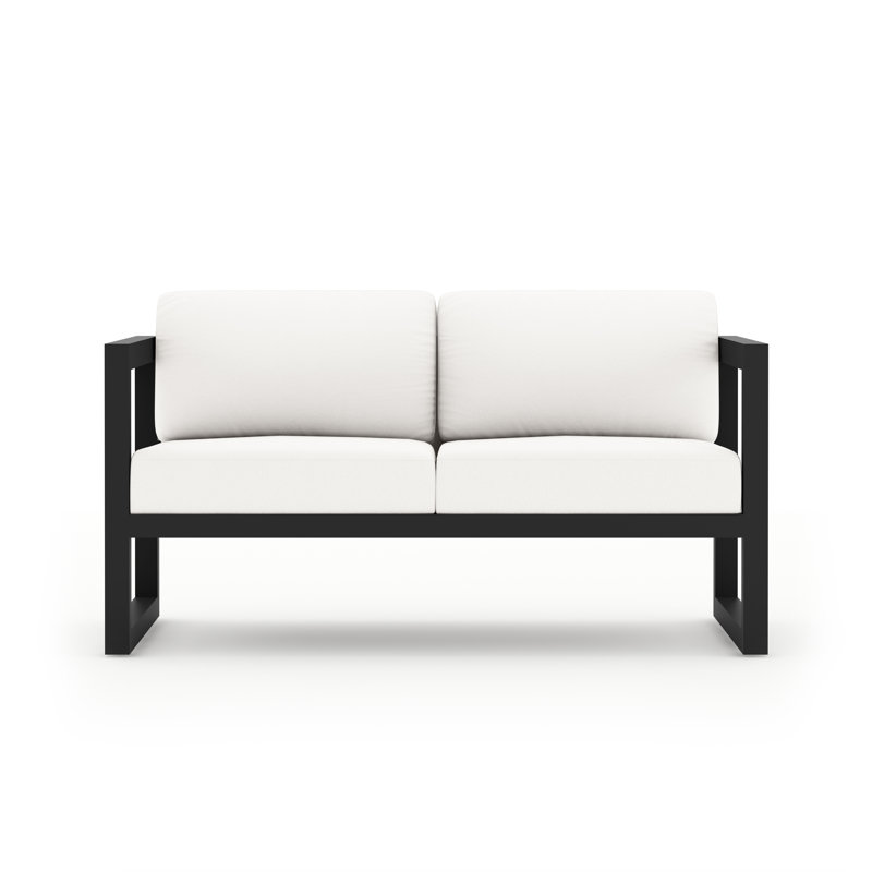 Avion 5 Piece Sofa Seating Group with Sunbrella Cushions, Canvas Natural Sunbrella® Canvas, Black