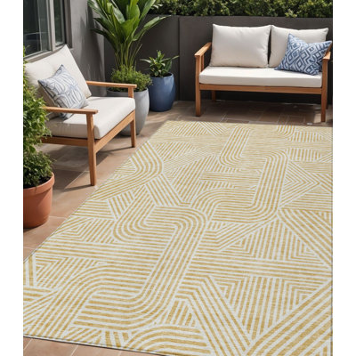 Tapis intérieur lavable abstrait doré 5 pi x 8 pi