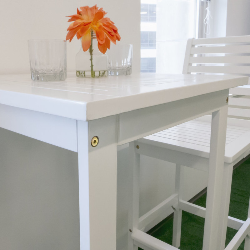 Table de bar carrée brun châtaignier, Blanc