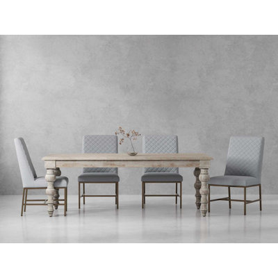 84 In. Rectangular Dining Table With 4 Upholstered Chairs