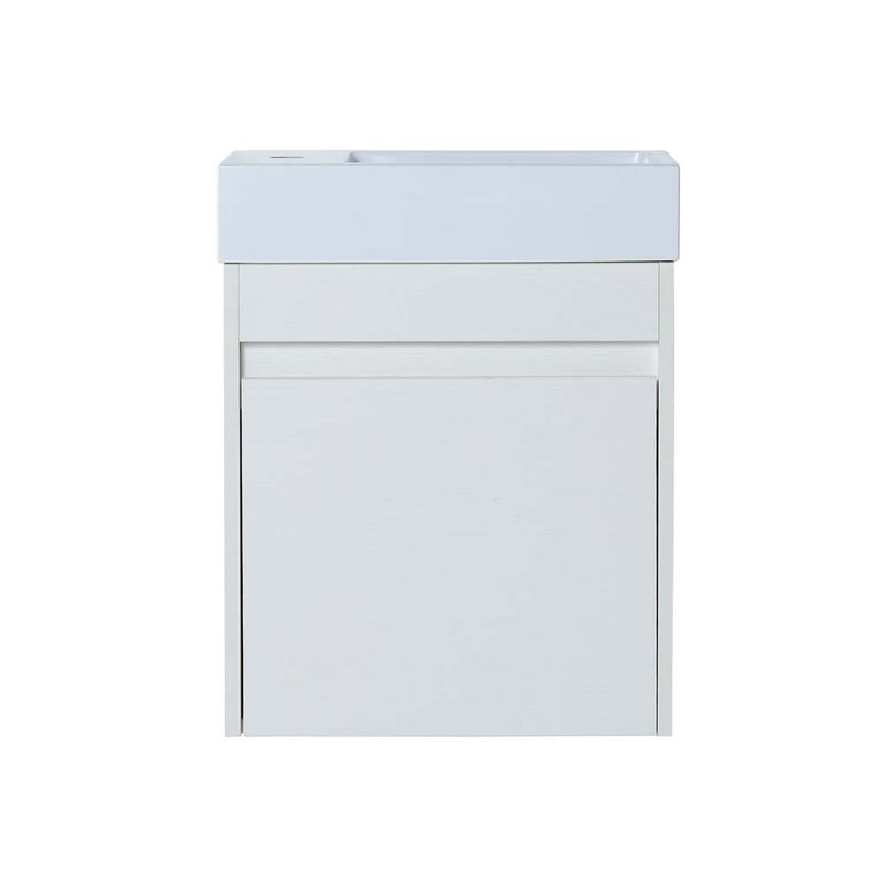 Meuble-lavabo simple 18,11 avec lavabo, Grain droit blanc