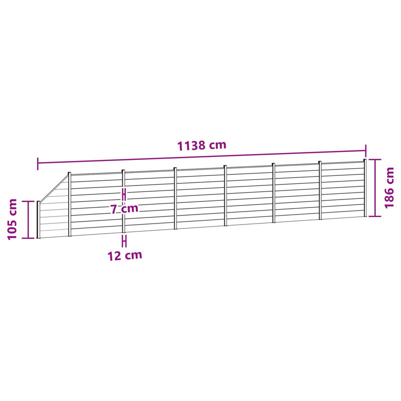 1138 cm W Fencing Kits Fencing with 7 Panel(s) Included, Brown