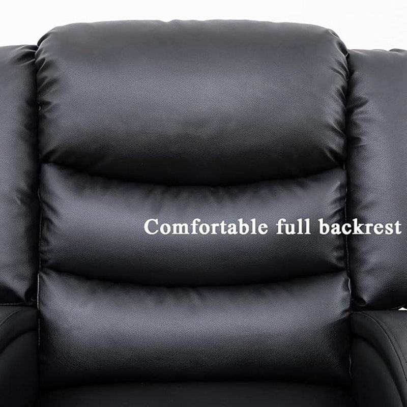 Evelunn 53'' Faux Leather Reclining Loveseat, Black