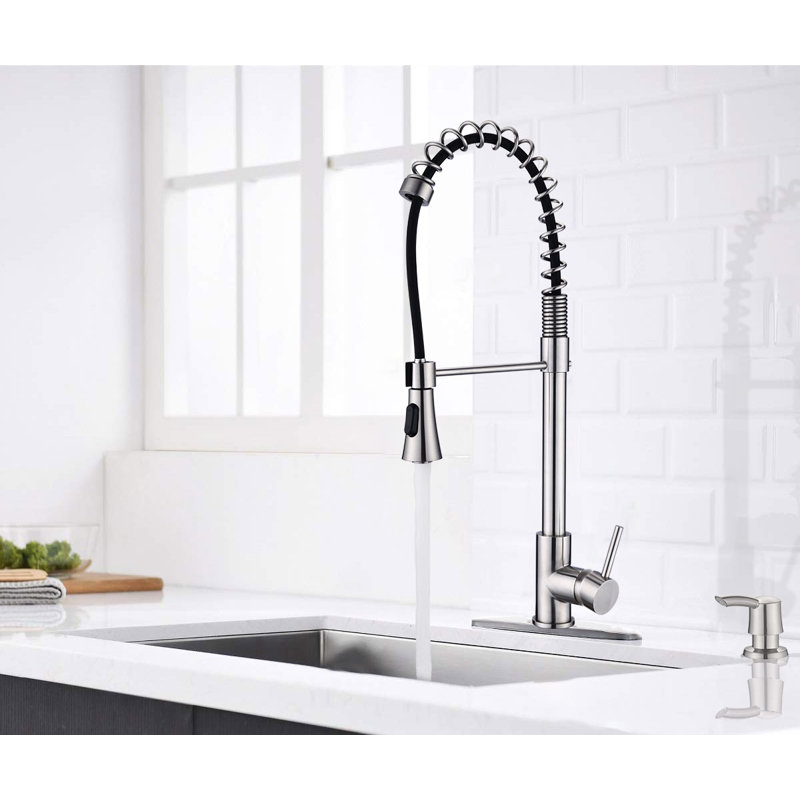 PROOX Pull Down Kitchen Faucet, With Soap Dispenser, Chome