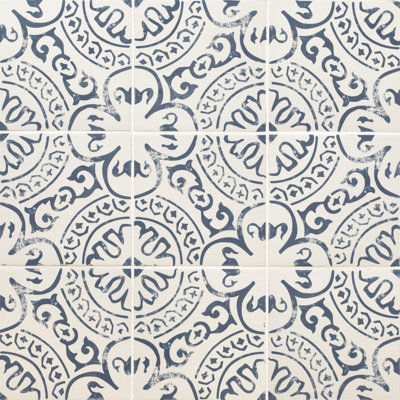 Amara 8 in. x 8 in. Encaustic Look Matte Porcelain Floor and Wall Tile