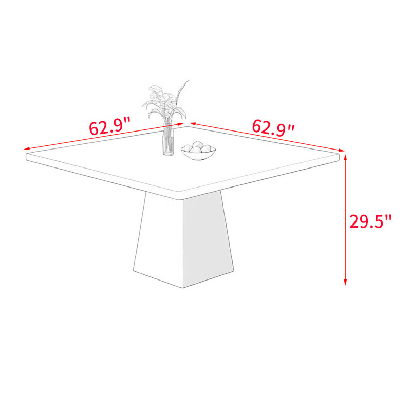 Table de salle à manger Cario, H 29,5 po x L 62,9 po x l 62,9 po
