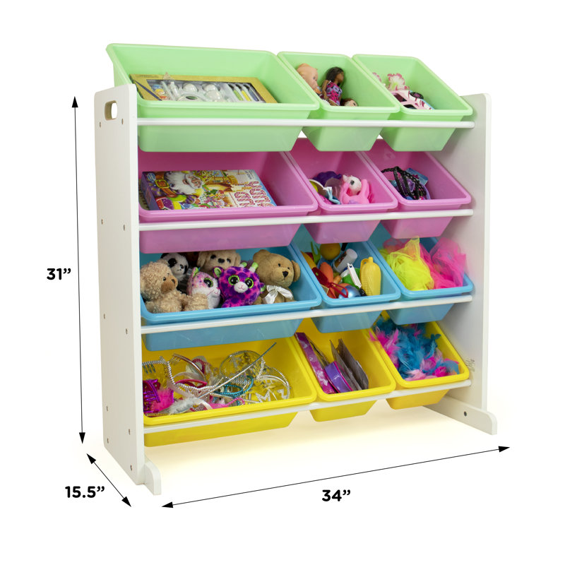 Kid's Toy Organiser, White/Yellow/Pink/Blue
