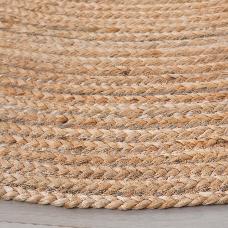 Copernicus Natural Fiber Flatweave Jute Striped Rug, Rond 6 pi