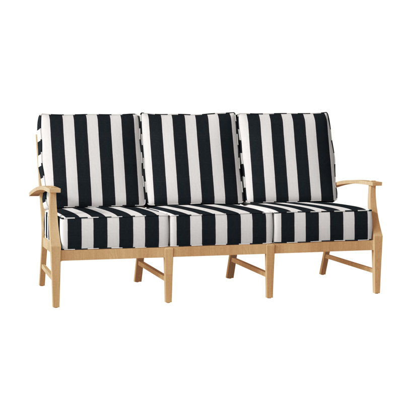 Croquet Teak Sofa - Natural Teak, Natural Teak, Welt, Cabana Midnight Stripe Sunbrella®