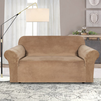 Stretch Velvet Loveseat Covers Non Slip Thick Comfy Box Cushion Sofa Protector Machine Washable