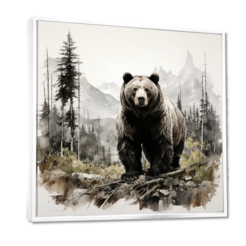 «Bear Wild Majesty II», reproduction d'art sur toile, H 16 po x l 16 po, Blanc, Reproduction avec cadre flottant