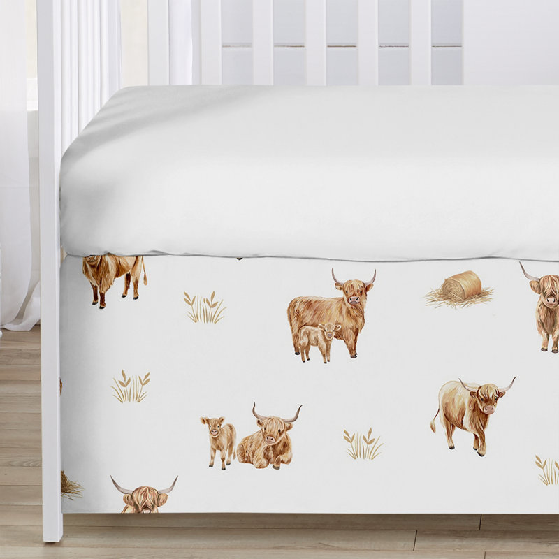 Boho Highland Cow 3 Piece Crib Bedding Set by Sweet Jojo Designs