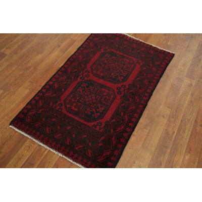 Elephant Foot Oriental Afghan Accent Rug 3x4