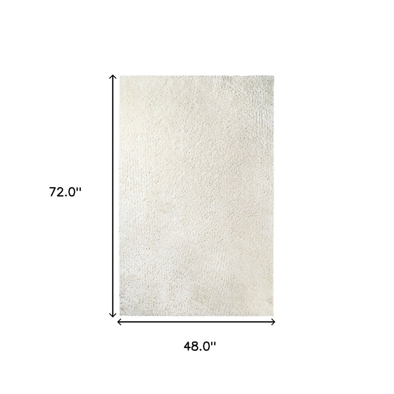 Tapis ivoire à poils longs Chowk, Rectangle 4 pi x 6 pi