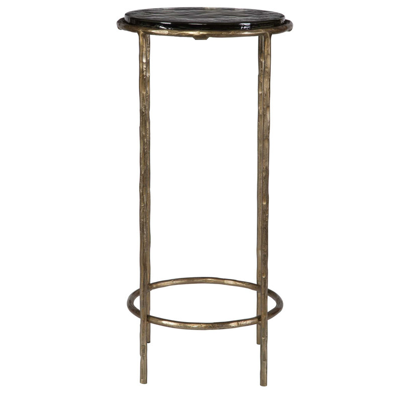 Iron End Table, Black Top/Gold Base