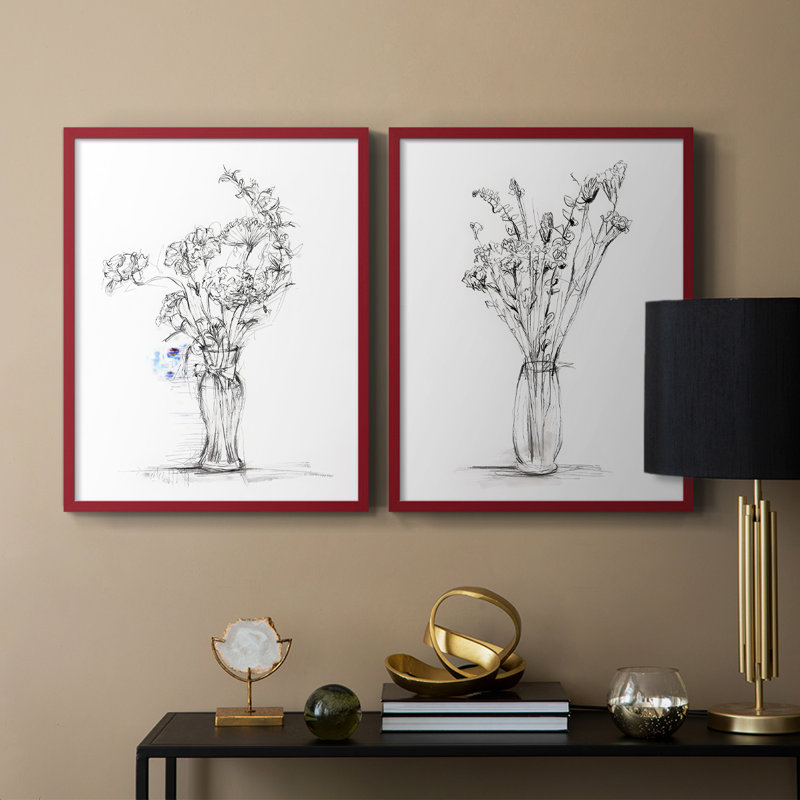 «Wild Bouquet Study I», reproduction encadrée de qualité supérieure - prête à être accrochée - aucun clou requis - aucun clou requis