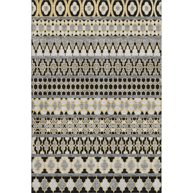 Premium Machine Washable Prisco Charcoal Rug